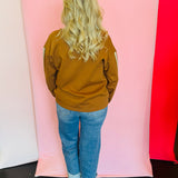 Brown Contrast Zip-Up Top