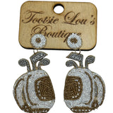 White Beaded Golf Bag Earrings