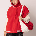 Red Ivory Quilted Puffer Bag