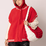 Red Ivory Quilted Puffer Bag
