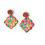 Pink, Turquoise & Green Confetti Dangle Earrings