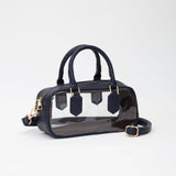 Navy Clear Plastic Top Handle Crossbody