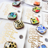Square Stud Earring - French Wallpaper Print