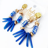 Blue and White Chinoiserie Dangle Earrings