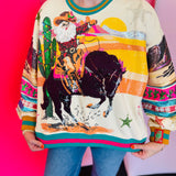 Queen Of Sparkles Vintage Cowboy Santa Sweatshirt