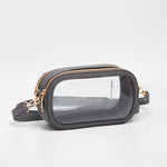 Gray Double Zipper Oval Clear Bag