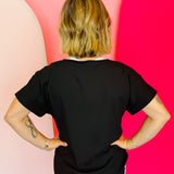 Black Boat Neck Top