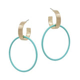 Teal & Gold Hoop Earrings