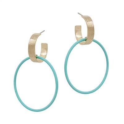Teal & Gold Hoop Earrings