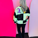 Queen Of Sparkles Light Green & Black Checkered Halloween Icon Sweatshirt