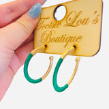 Green Hoop Earrings