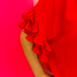 Red Ruffle Sleeve Top
