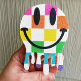 Checkered Drip Smiley Car Freshie