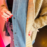 Latte Denim Contrast Cardigan
