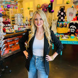 Black Scrunch Sleeve Blazer
