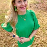 Green Multi Confetti Dangle Earrings