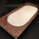 Beaded Classic Dough Bowl with Embossed Leather and Cowhide