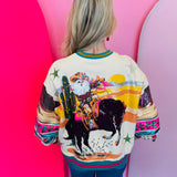 Queen Of Sparkles Vintage Cowboy Santa Sweatshirt