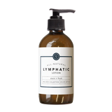 A bottle with a pump dispenser containing Rowe Casa Lymphatic Lotion