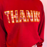 Burgundy Plaid Patch Fall Pullover
