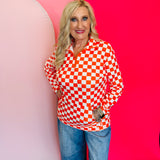 Orange & White Checkered Pep Rally Pullover