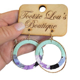Mint Abstract Double Hoop Earrings