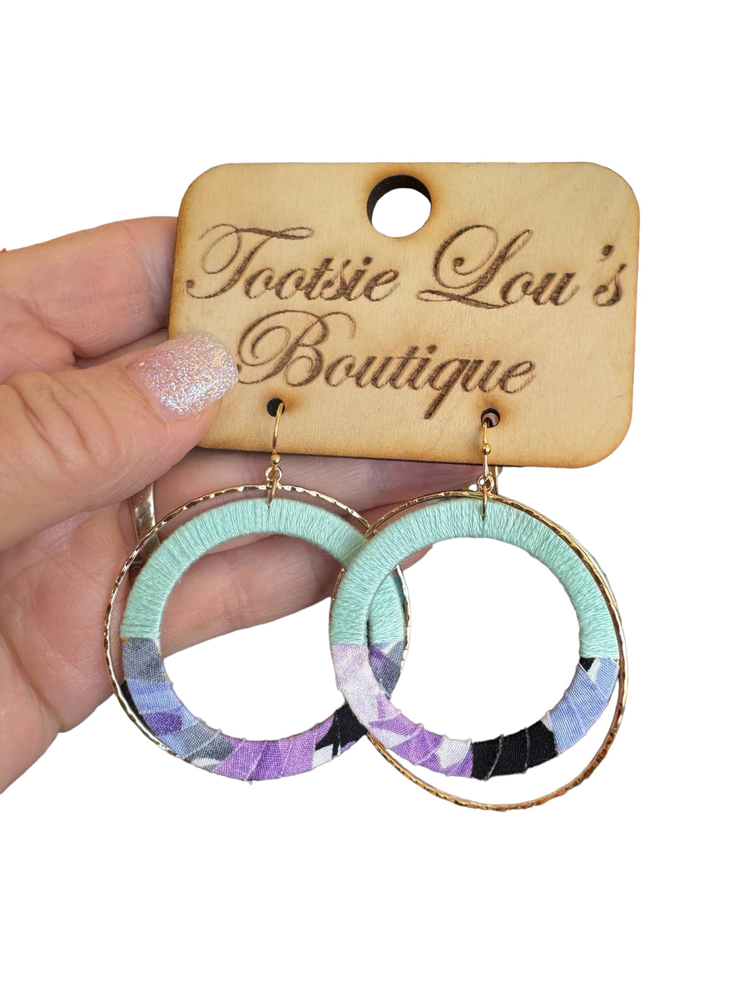Mint Abstract Double Hoop Earrings