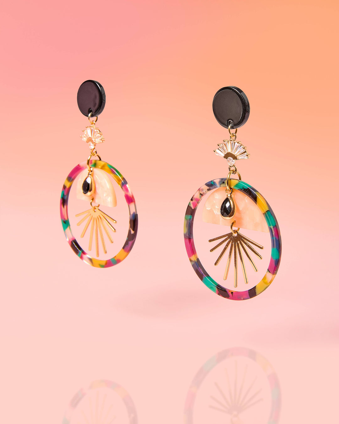 Tropic Glam Hoops Resin Black Multi