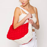 Red Ivory Quilted Puffer Bag