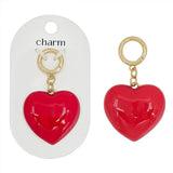 Red 1.5-inch heart charm for scarf necklaces with a bold color-coated finish.