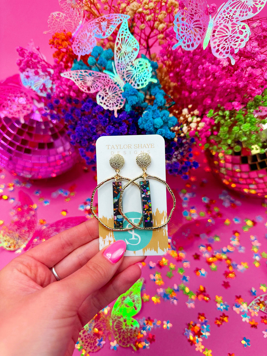 Midnight Flake Stick Hoop Earrings