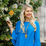 Rainbow African Sea Glass & Cross Bracelet