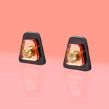 Deco Stud Earrings Black + Rose Gold