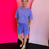 Violet Halo Snow Washed Short Set