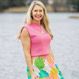 Paperclip Chain & Pearls with Cross Necklace
