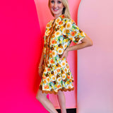 Caramel Floral Print Dress