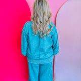 Lt Teal Acid Wash Fleece Sweatshirt