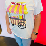 Queen Of Sparkles White Frill Hot Dog Stand Tee