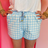 Blue Springtime Gingham Everyday Shorts