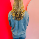 Blue Grey Acid Wash Fleece Sweatshirt