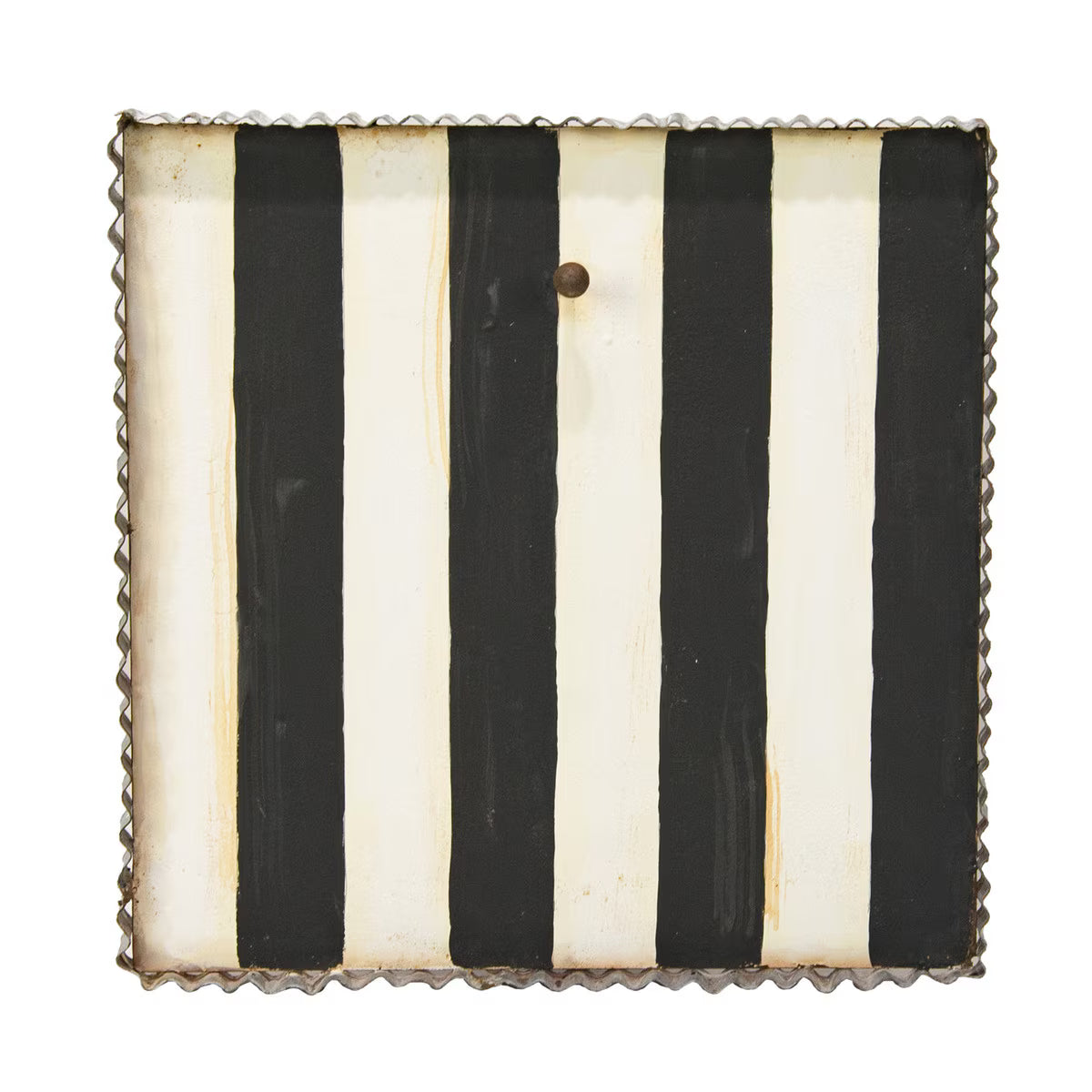 Black and white stripe metal display board, square 12" decor for photos, notes, or cards