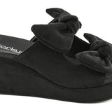 Corky's Bowed Up Black Faux Suede