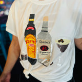 Close up of the Queen Of Sparkle Espresso Tee with sequins and rhinestones.