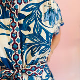 Blue Floral Print Tiered Dress