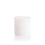White Opal Gilded Faceted Jar Candle with iridescent finish, featuring the iconic Volcano tropical citrus fragrance