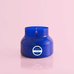 Capri Blue Volcano Signature 19 oz cobalt blue jar candle with tropical fruit and sugared citrus fragrance.