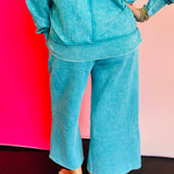 Lt. Teal Acid Wash Fleece Sweatpants