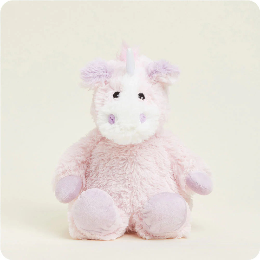 Pink Unicorn Warmies plush, microwavable and scented with real French lavender for soothing warmth or cooling relief, perfectly weighted for comfort.