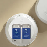 Pura Volcano fragrance refill set with clean, tropical citrus and vanilla scent notes; long-lasting and app-controlled smart home fragrance system.