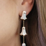 White enamel & gold plated ghost earrings